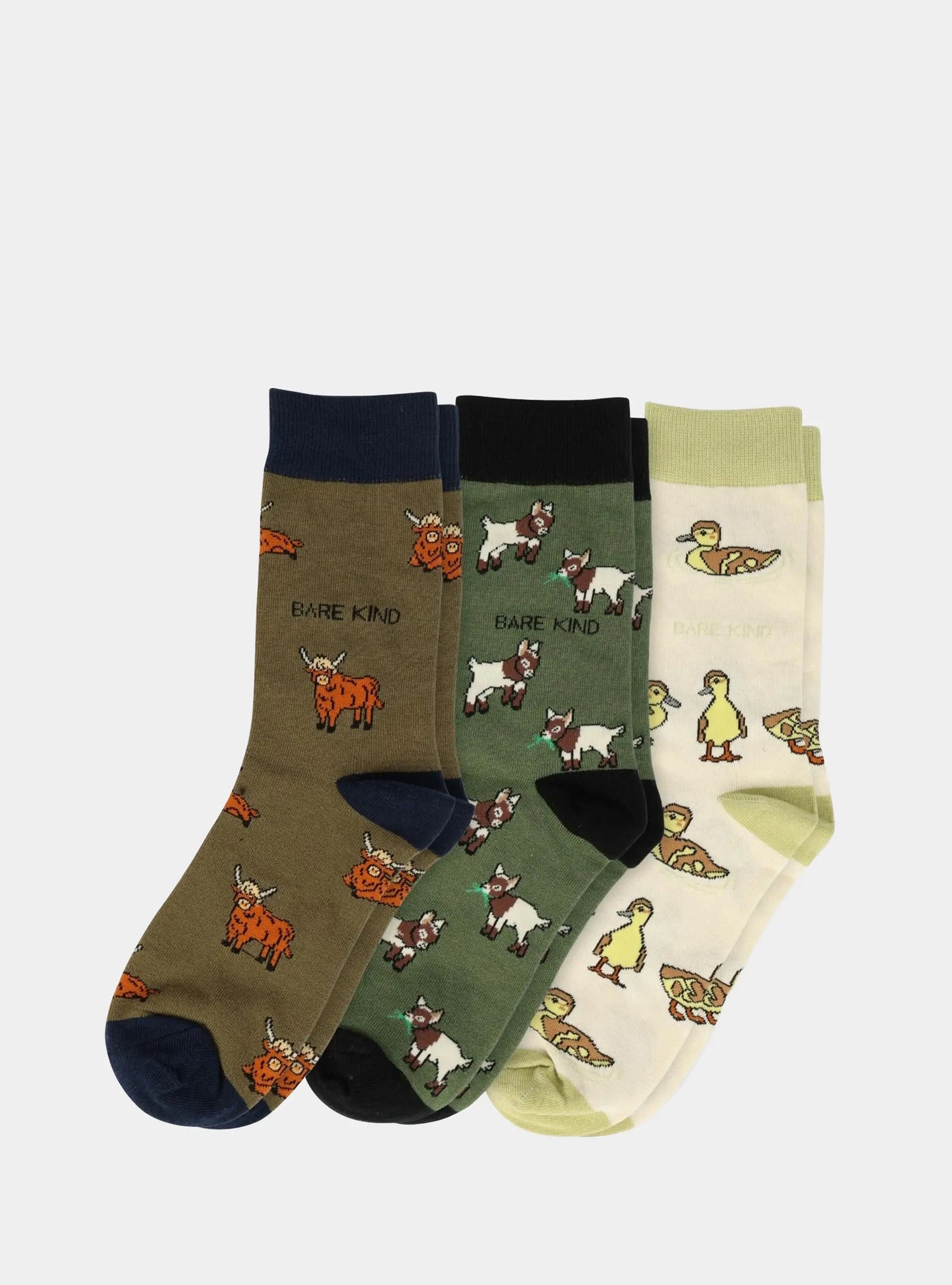 Farm Animals Bundle of 3 Bamboo Sock Set Bare Kind