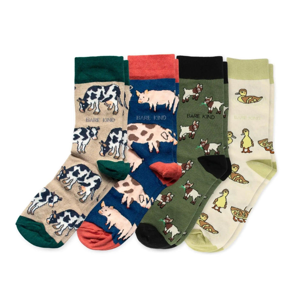 Farm Rainbow Bundle of 4 Bamboo Sock Set Bare Kind