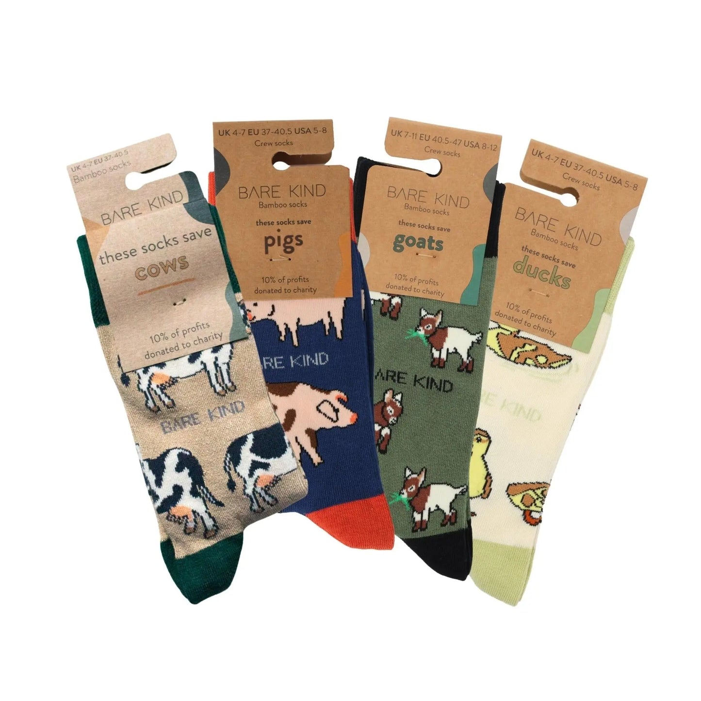 Farm Rainbow Bundle of 4 Bamboo Sock Set Bare Kind