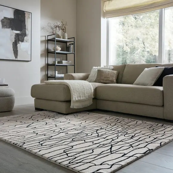 Faron Abstract Faux Fur Luxe Rug Dunelm
