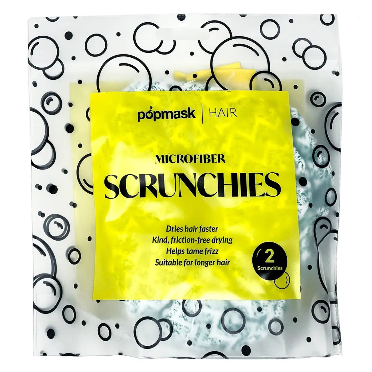 Fast Hair Drying Microfiber Scrunchies Green (2 Pack) Popmask