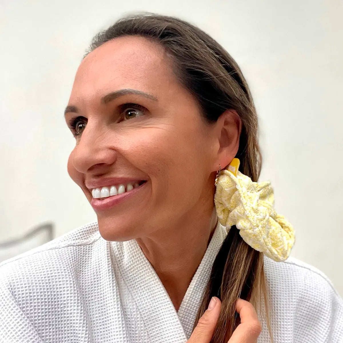 Fast Hair Drying Microfiber Scrunchies Yellow (2 Pack) Popmask