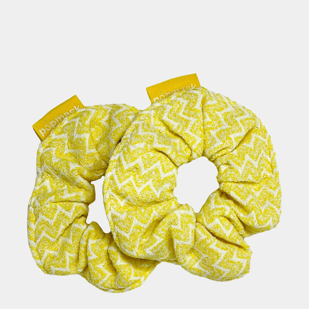 Fast Hair Drying Microfiber Scrunchies Yellow (2 Pack) Popmask
