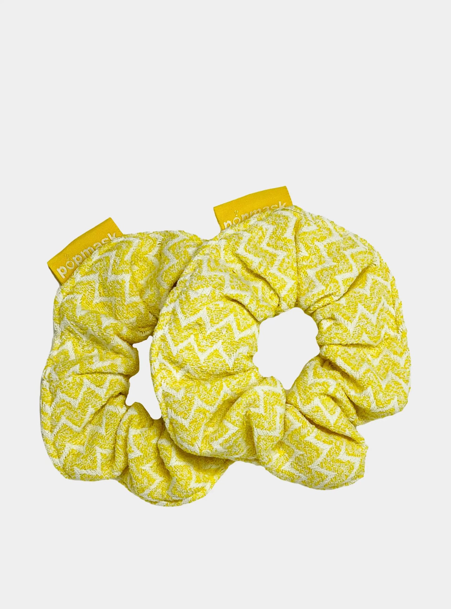 Fast Hair Drying Microfiber Scrunchies Yellow (2 Pack) Popmask