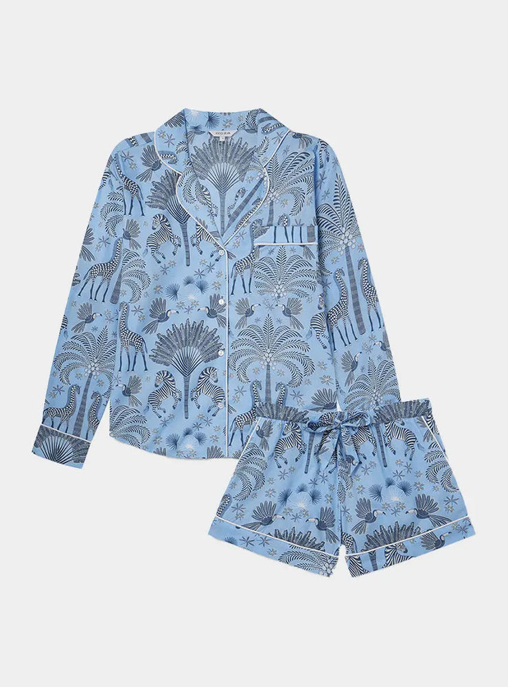 Favourite Travels Women's Long Sleeve Organic Cotton Pyjama Short Set Myza