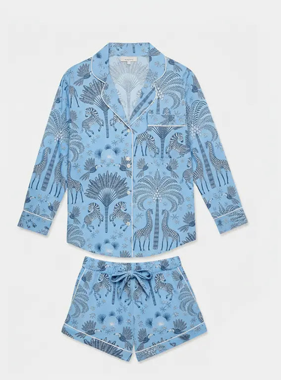 Favourite Travels Women's Long Sleeve Organic Cotton Pyjama Short Set Myza