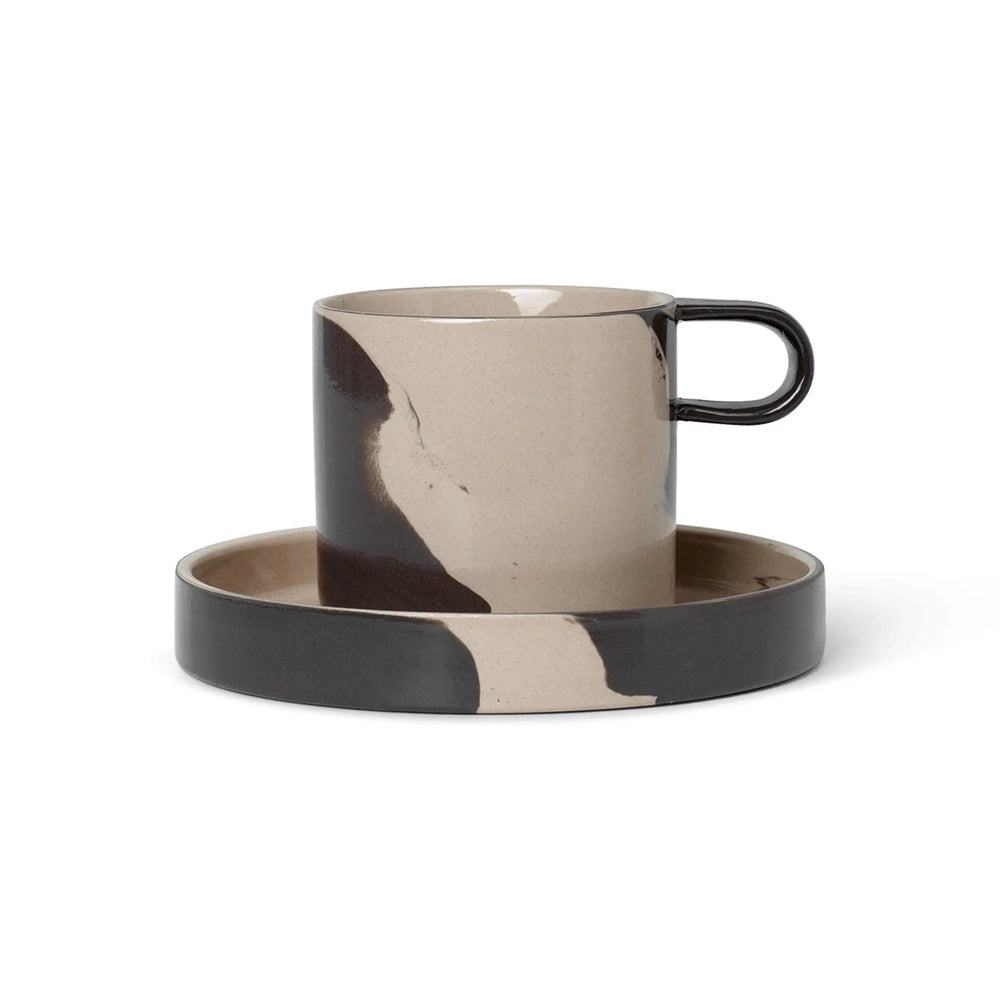Ferm Living Inlay Cup With Saucer Sand-Brown Ferm Living