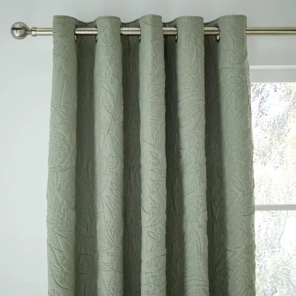 Filey Leaf Blackout Eyelet Curtains Dunelm