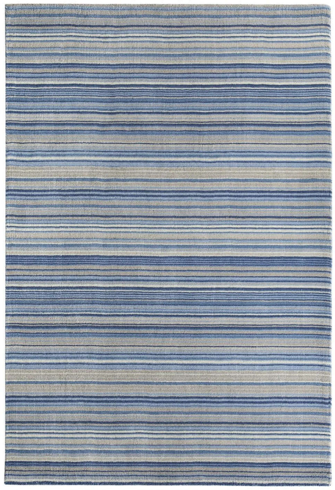 Fine Stripes Blue Wool Rug The Rugs
