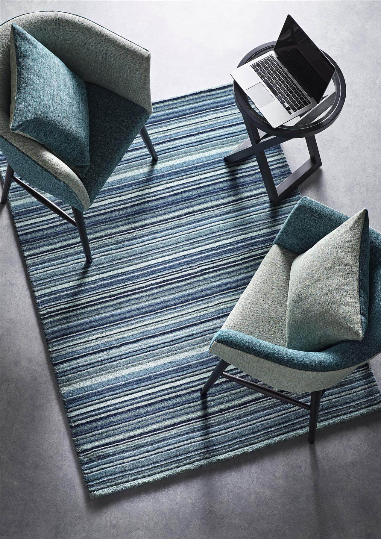 Fine Stripes Blue Wool Rug The Rugs
