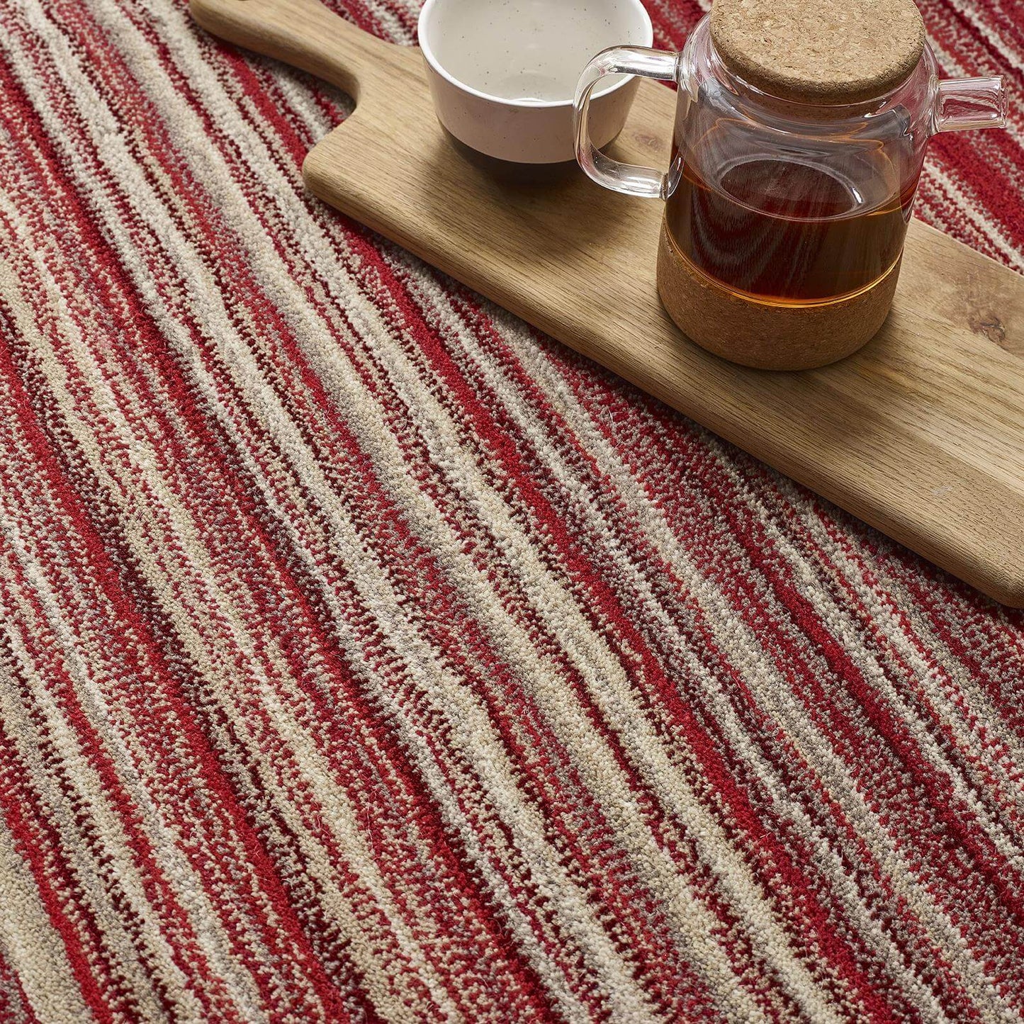 Red Red Coloured Rug Fine Stripes Red Wool Rug – Myza