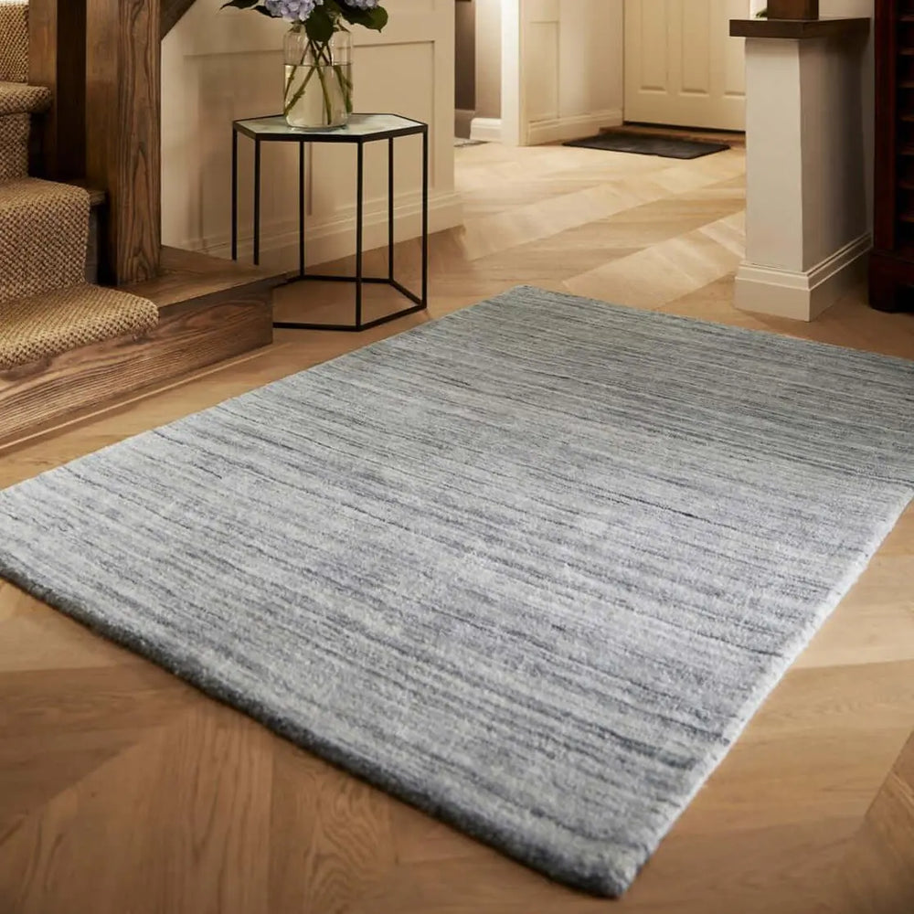 Fine Stripes Silver Grey Wool Rug The Rugs
