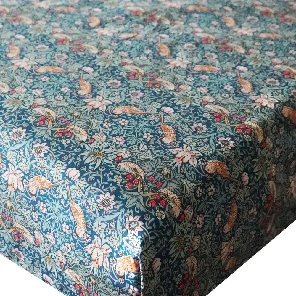 Fitted Sheet Made With Liberty Fabric STRAWBERRY THIEF Coco & Wolf