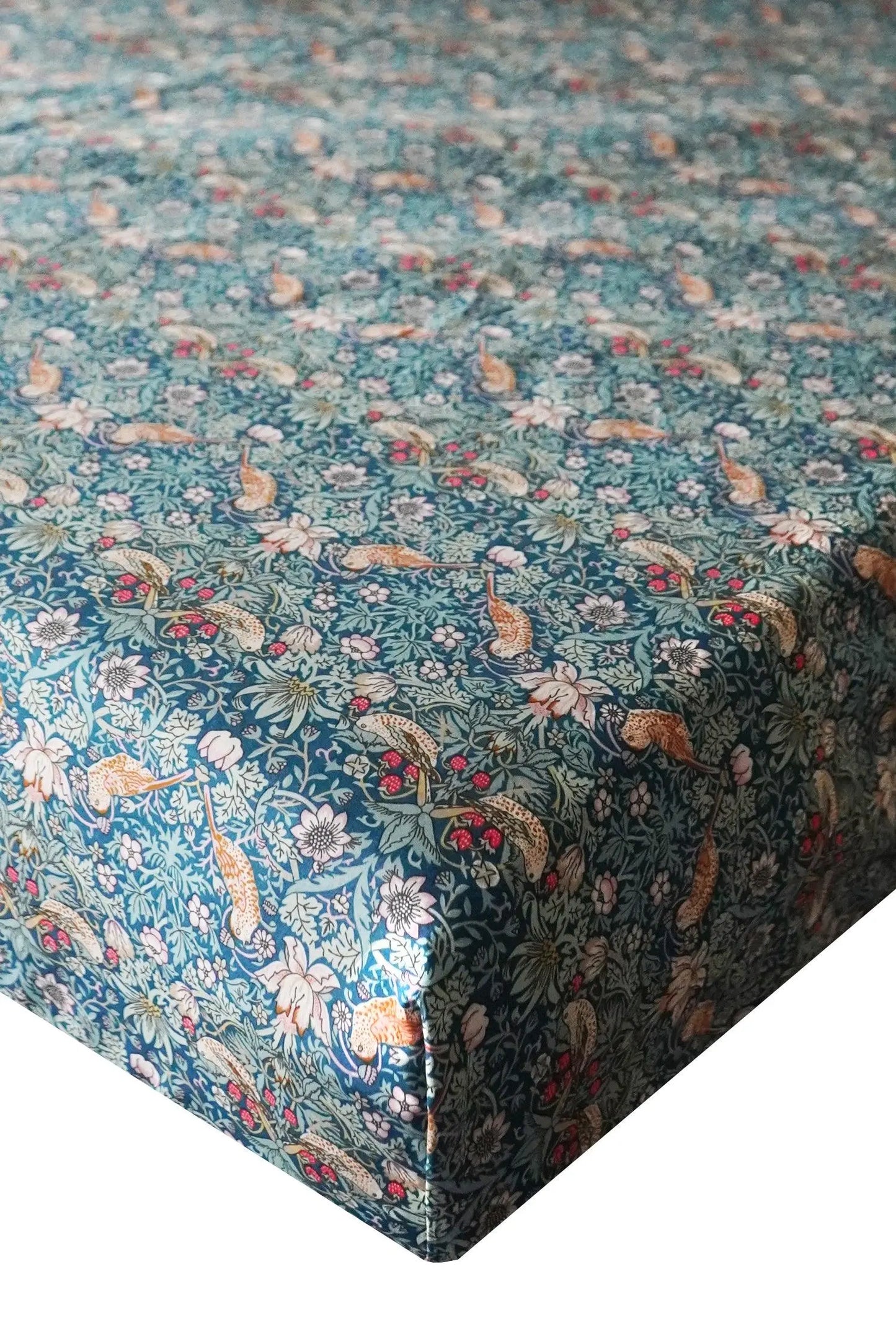 Fitted Sheet Made With Liberty Fabric STRAWBERRY THIEF Coco & Wolf