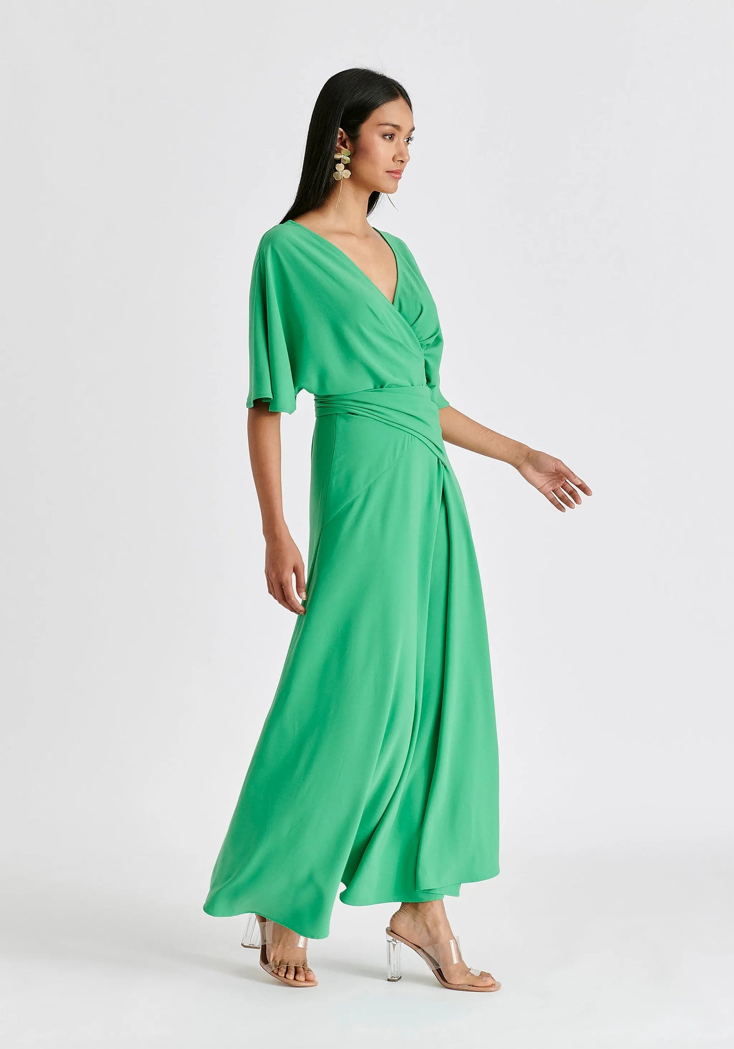 Flare Sleeves Maxi Wrap Dress Paisie