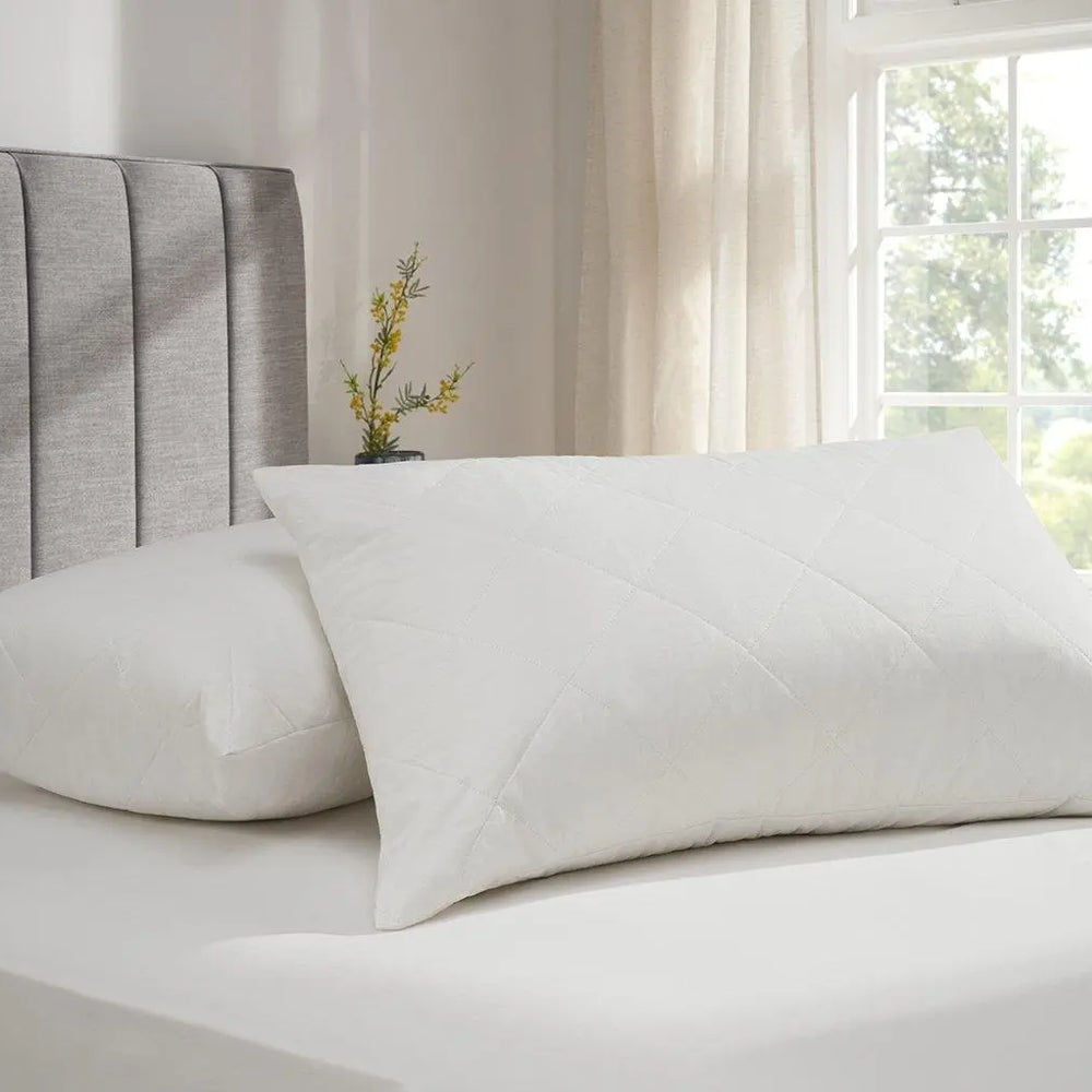 Flaxby Quilted Pure Cotton Pillow Protector Pair Dreams