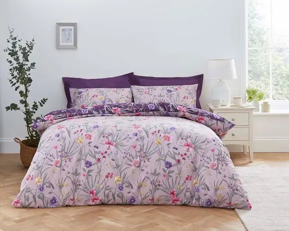 Fleur Floral Reversible Duvet Cover and Pillowcase Set Dunelm