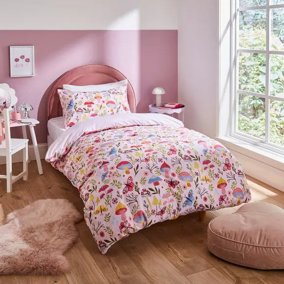 Floral Mushroom Duvet Cover & Pillowcase Set Dunelm