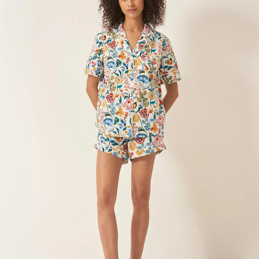 Florals Women's Short Sleeve Organic Cotton Pyjama Short Set Myza