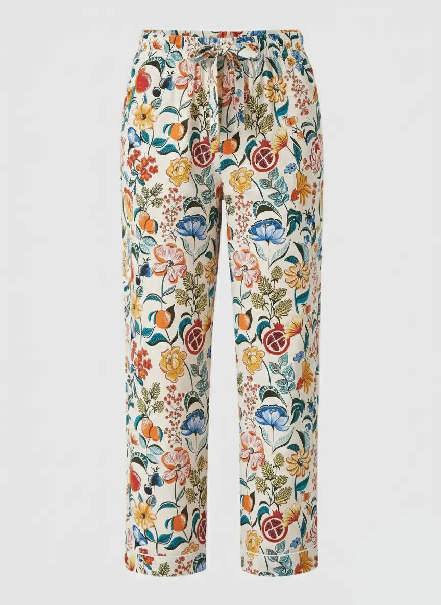 Florals on White Women's Organic Cotton Pyjama Trouser Myza
