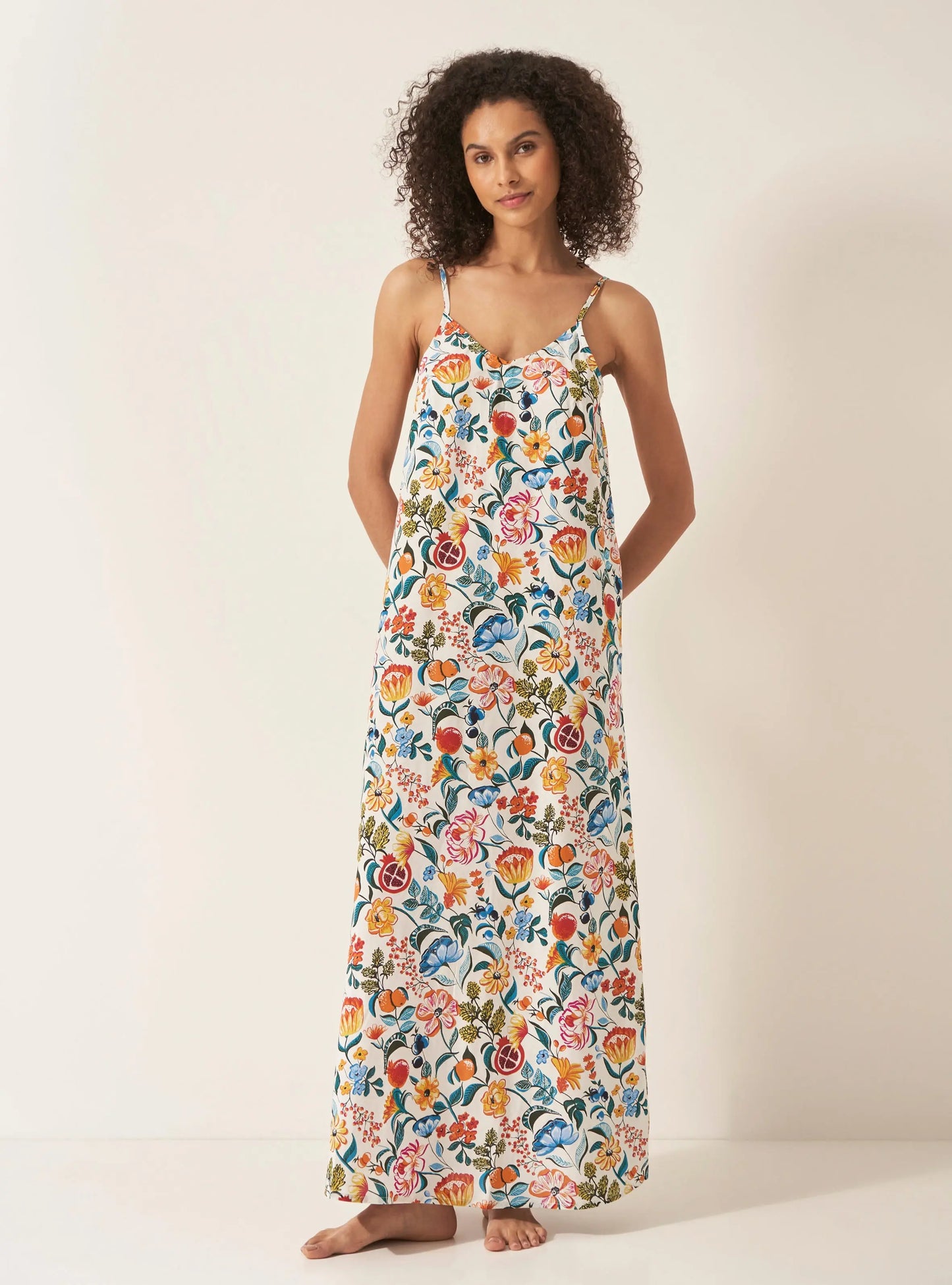 organic cotton night dress Florals on White Women's Slip Organic Cotton Nightdress
