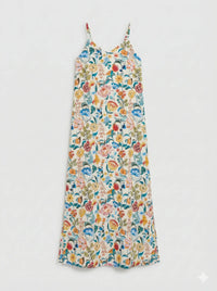 Florals on White Women's a-line Slip Organic Cotton Nightdress Myza