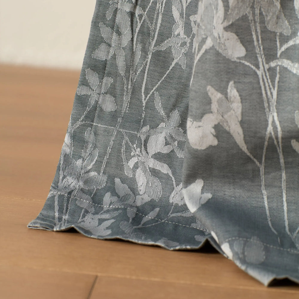 Florence Floral Jacquard 100% Cotton Lined Pencil Pleat Curtain (Pair) The Secret Linen Store