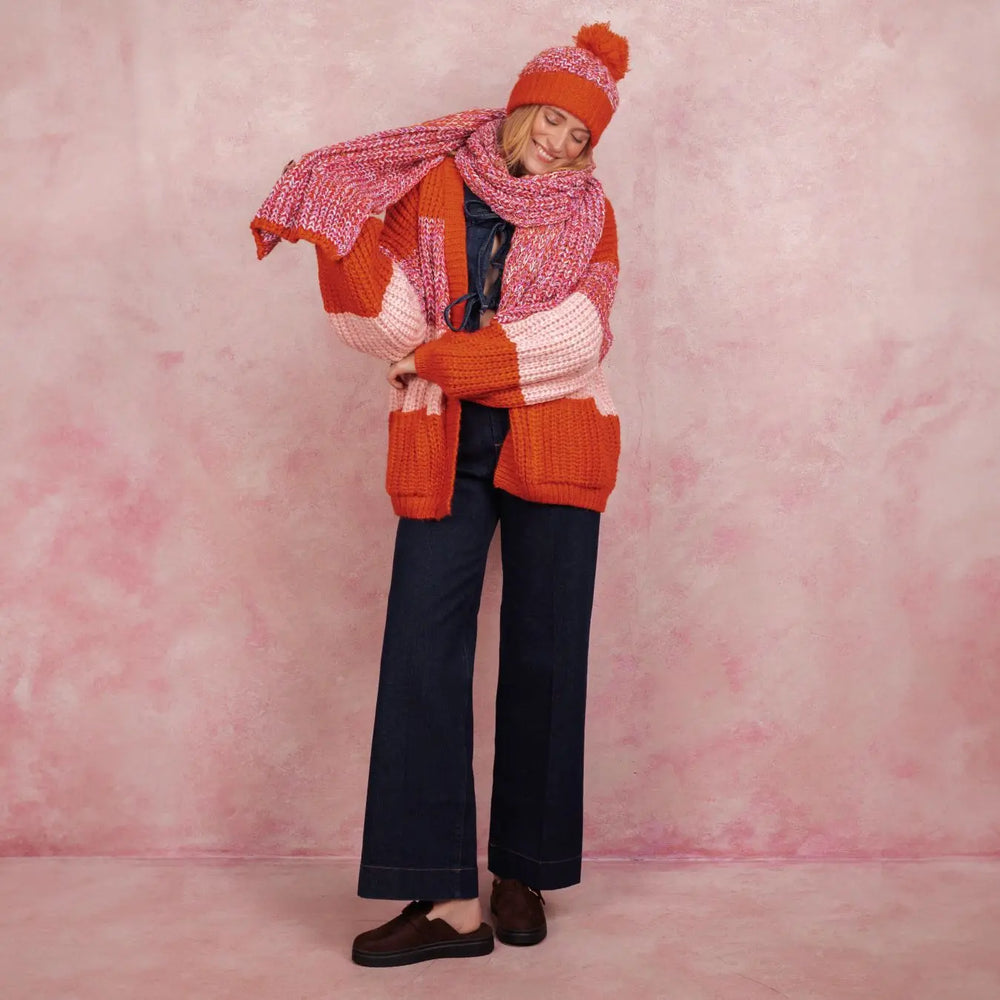 Florence Twist Oversized Knitted Scarf - Orange Cara & The Sky