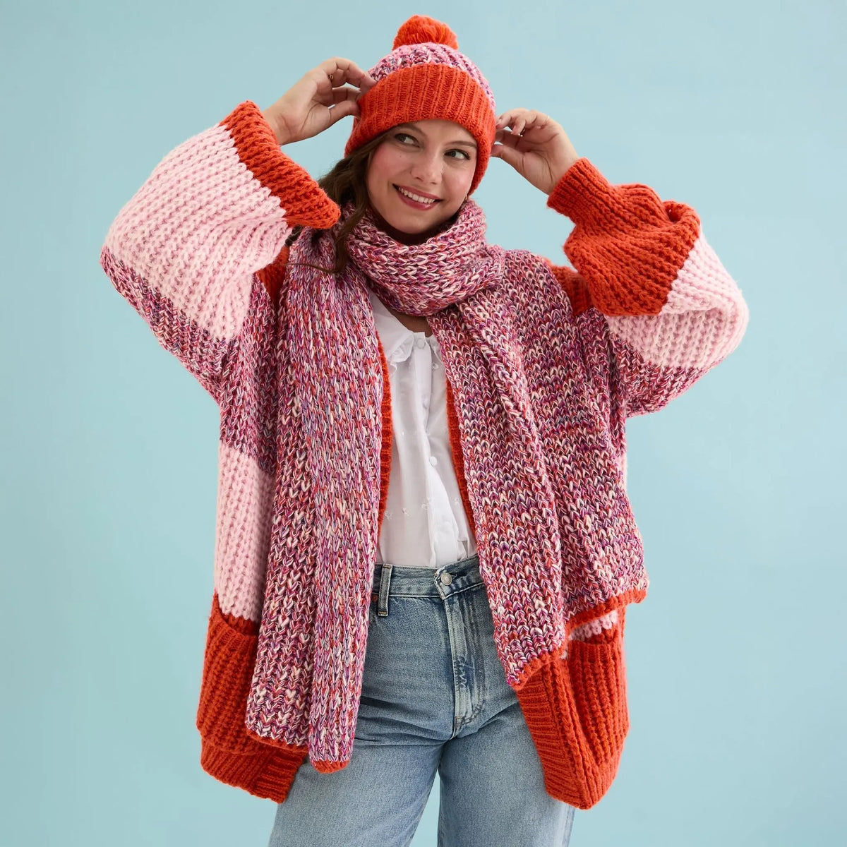 Florence Twist Oversized Knitted Scarf - Orange Cara & The Sky