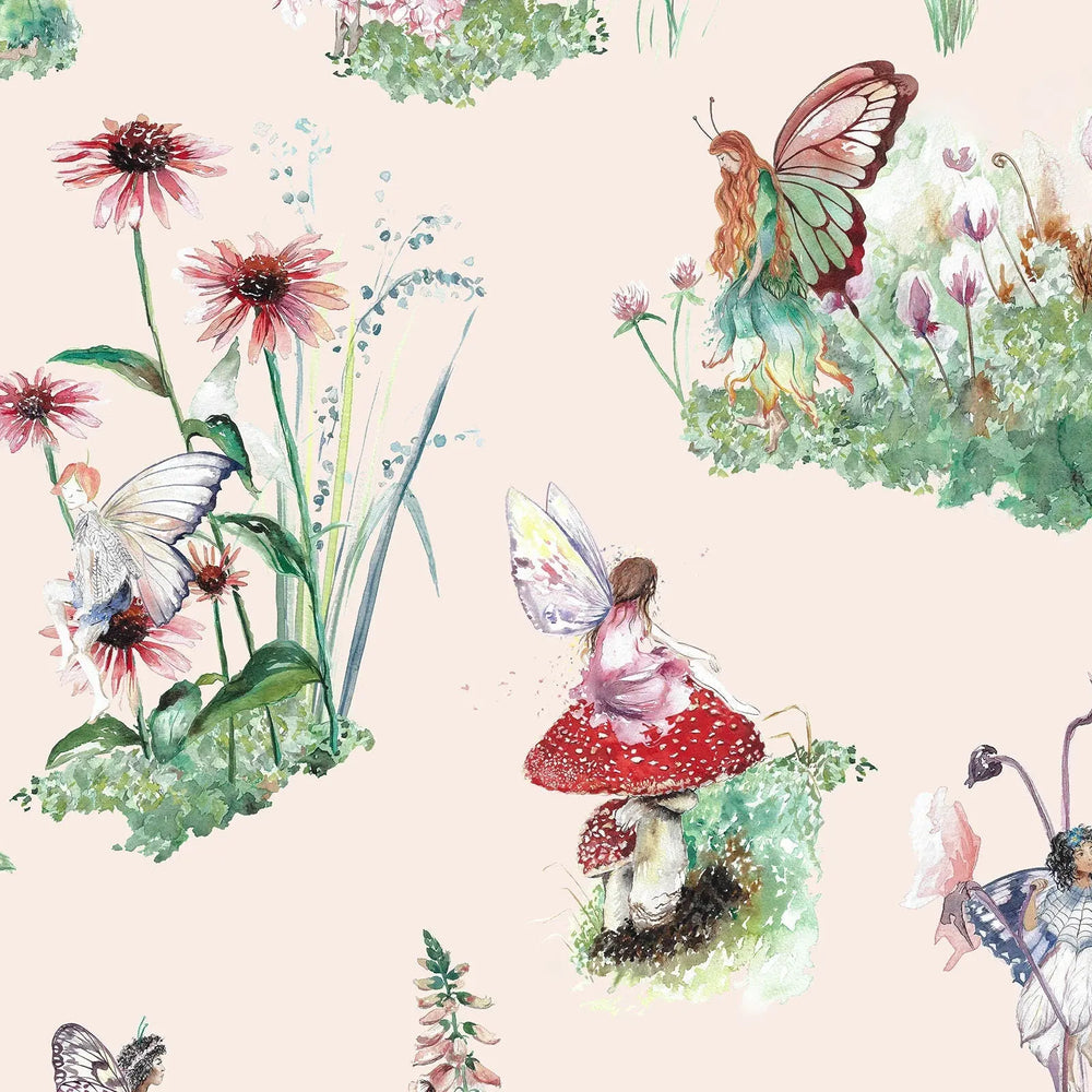 Flower Fairy Garden - Children's Cotton Curtain Fabric Katie Hipwell Design