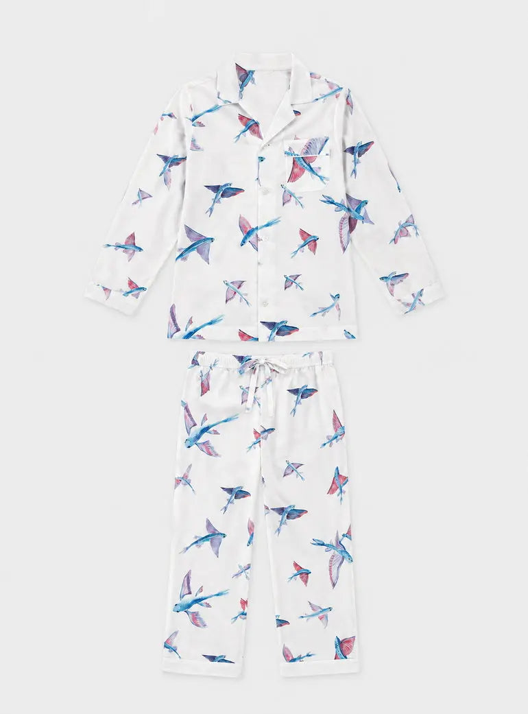 Flying Fish White Boys Pyjama Trouser Set Woodstock Laundry