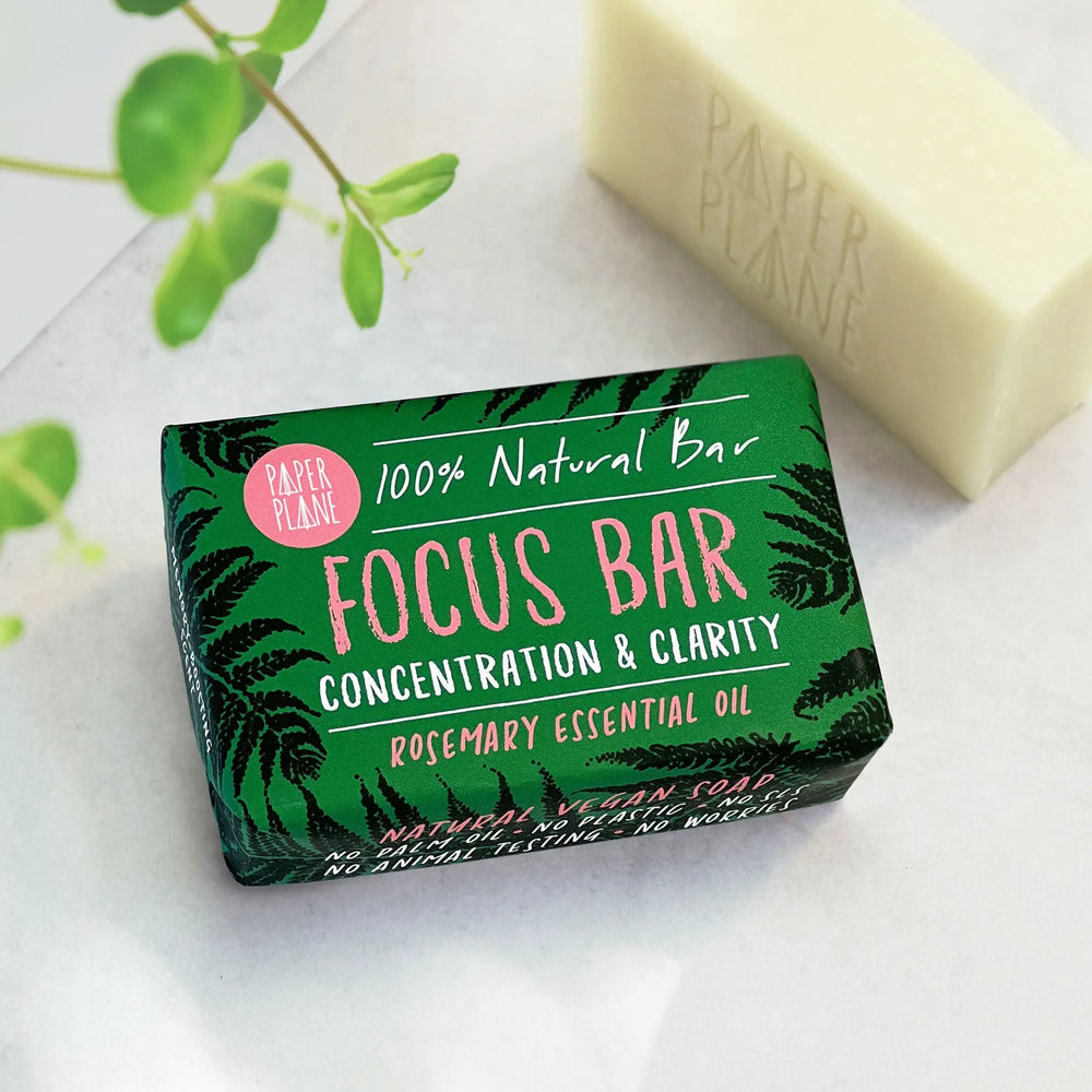 Focus Bar 100% Natural Vegan Rosemary Soap Paper Plane