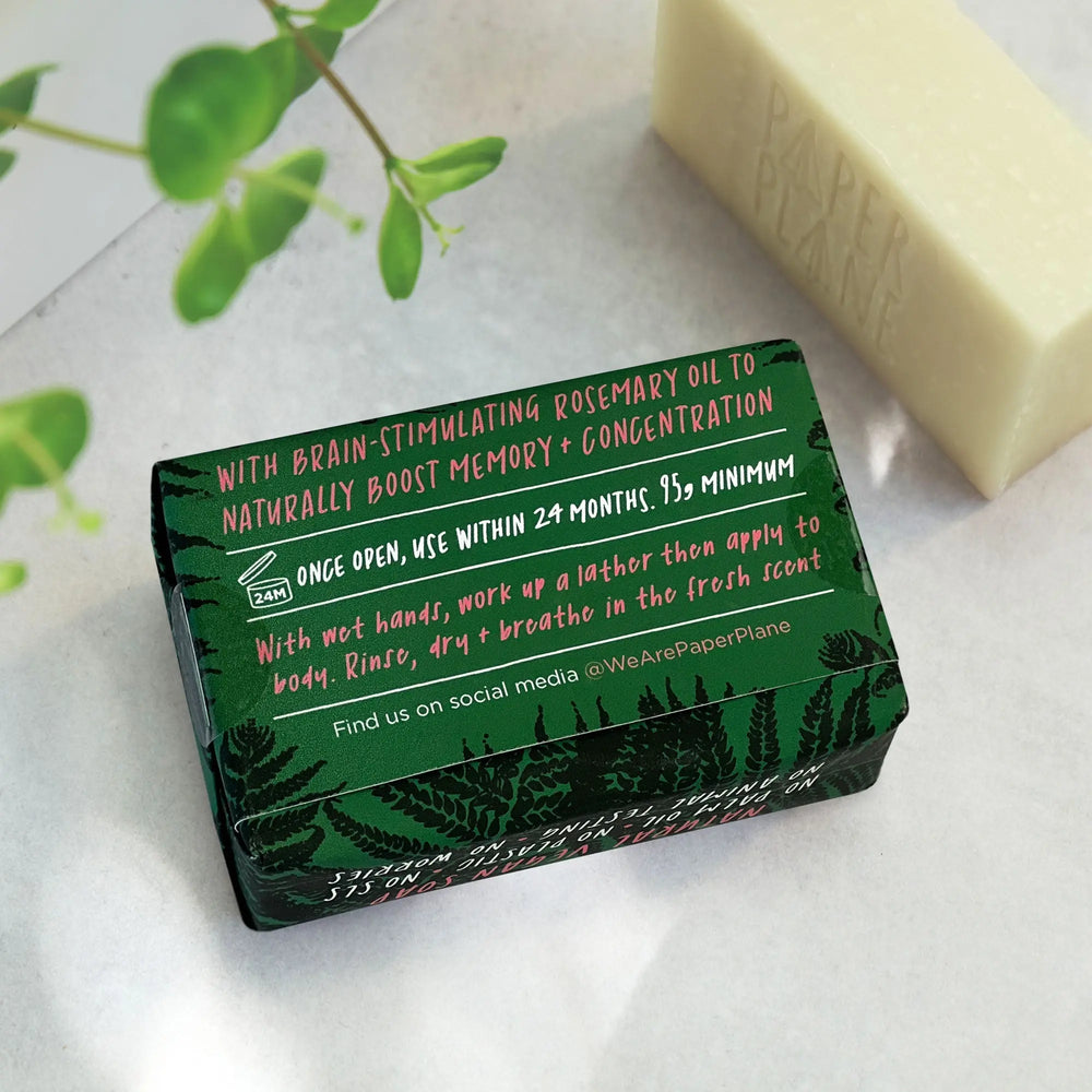 Focus Bar 100% Natural Vegan Rosemary Soap Paper Plane