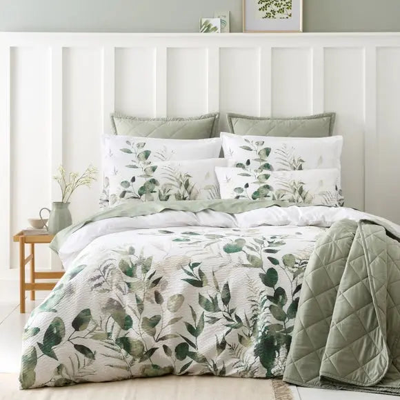 Foliage Seersucker Duvet Cover and Pillowcase Set Dunelm