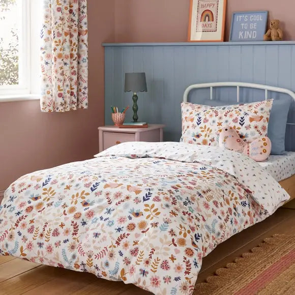 Folk Floral 100% Cotton Duvet Cover & Pillowcase Set Dunelm