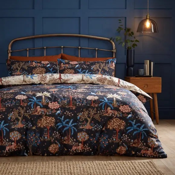 Folk Trees Polycotton Duvet Cover & Pillowcase Set Dunelm