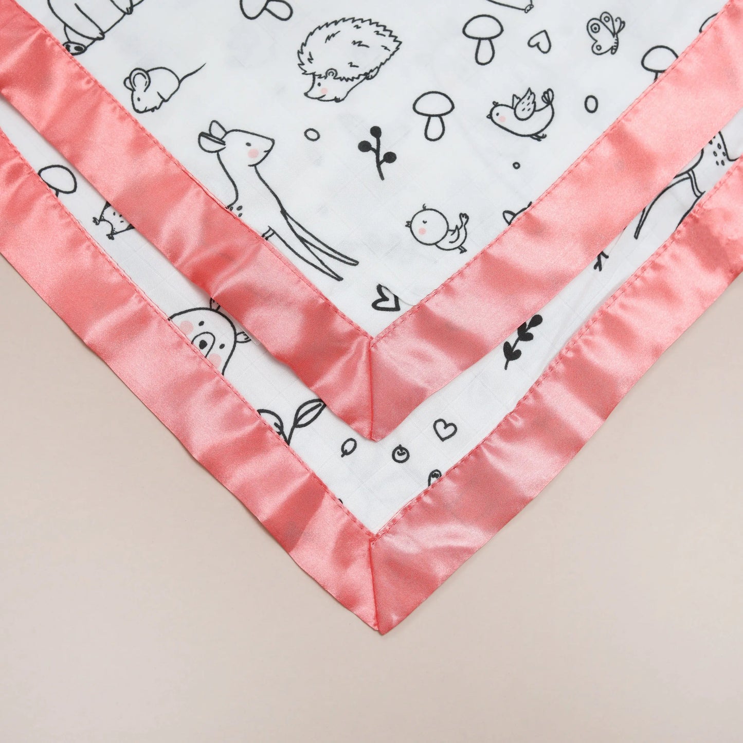 Forest Animal Satin Comforter 2-Pack - Coral Pink Satin Bullabaloo