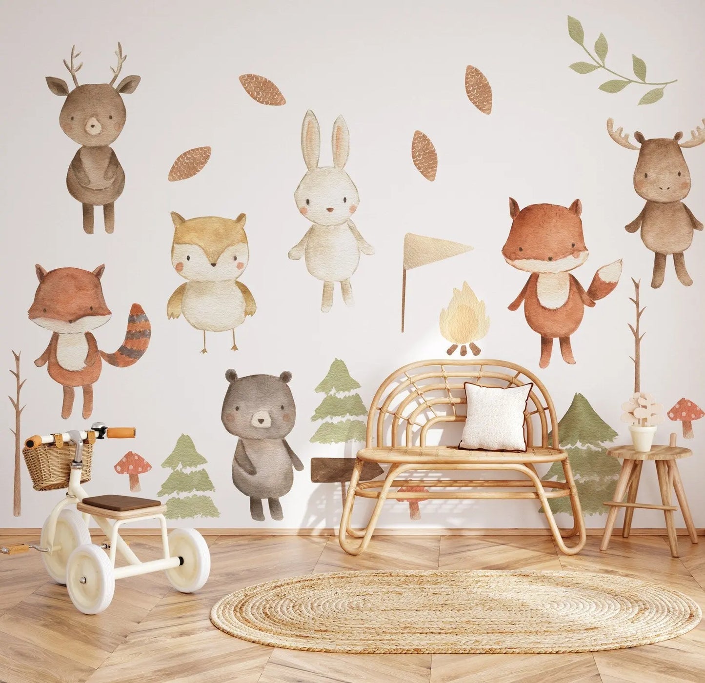 Forest Animals Nursery Wall Decal | Woodland Nursery Decal | Watercolor Bear, Deer, Owl, Fox, Rabbit Stickers | Peel and Stick Wall Decal ClickWalls