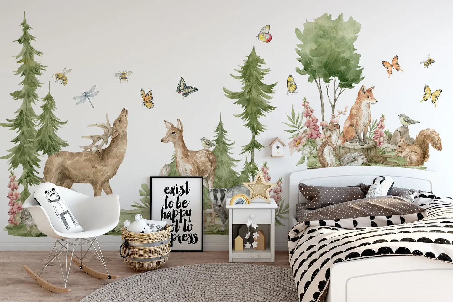 Forest Animals Wall Decal | Cute Animals with Big Trees Wall Sticker | Nursery Watercolor Forest Animals Wall Decals ClickWalls