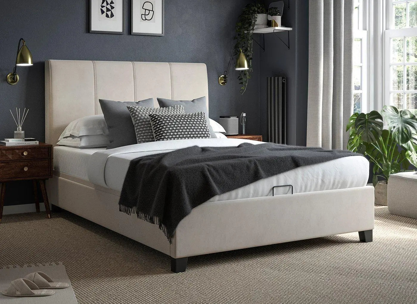 Francesca Upholstered Ottoman Bed Frame - Cream Dreams