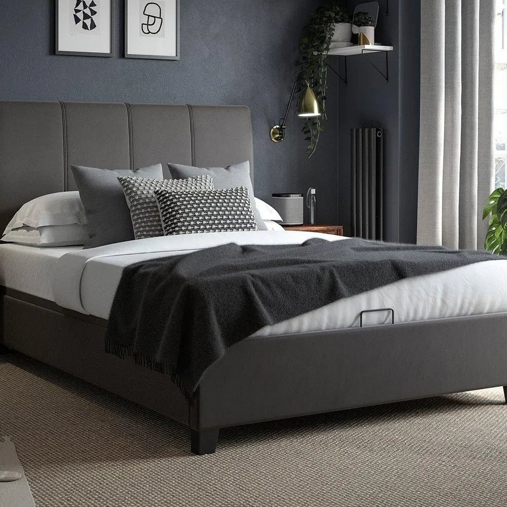 Francesca Upholstered Ottoman Bed Frame - Grey Dreams
