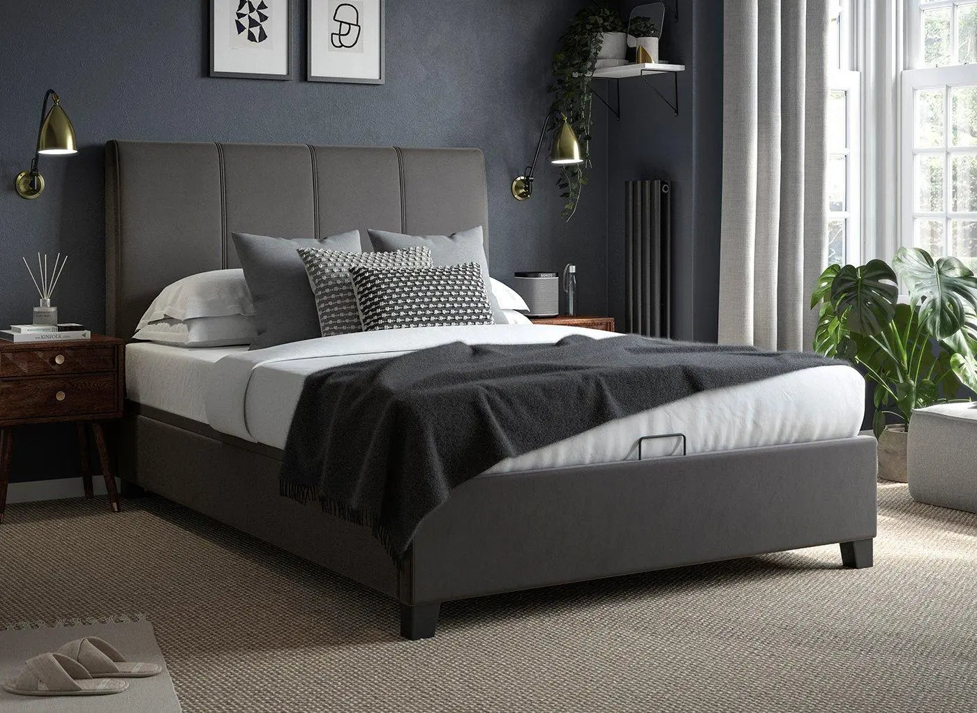 Francesca Upholstered Ottoman Bed Frame - Grey Dreams