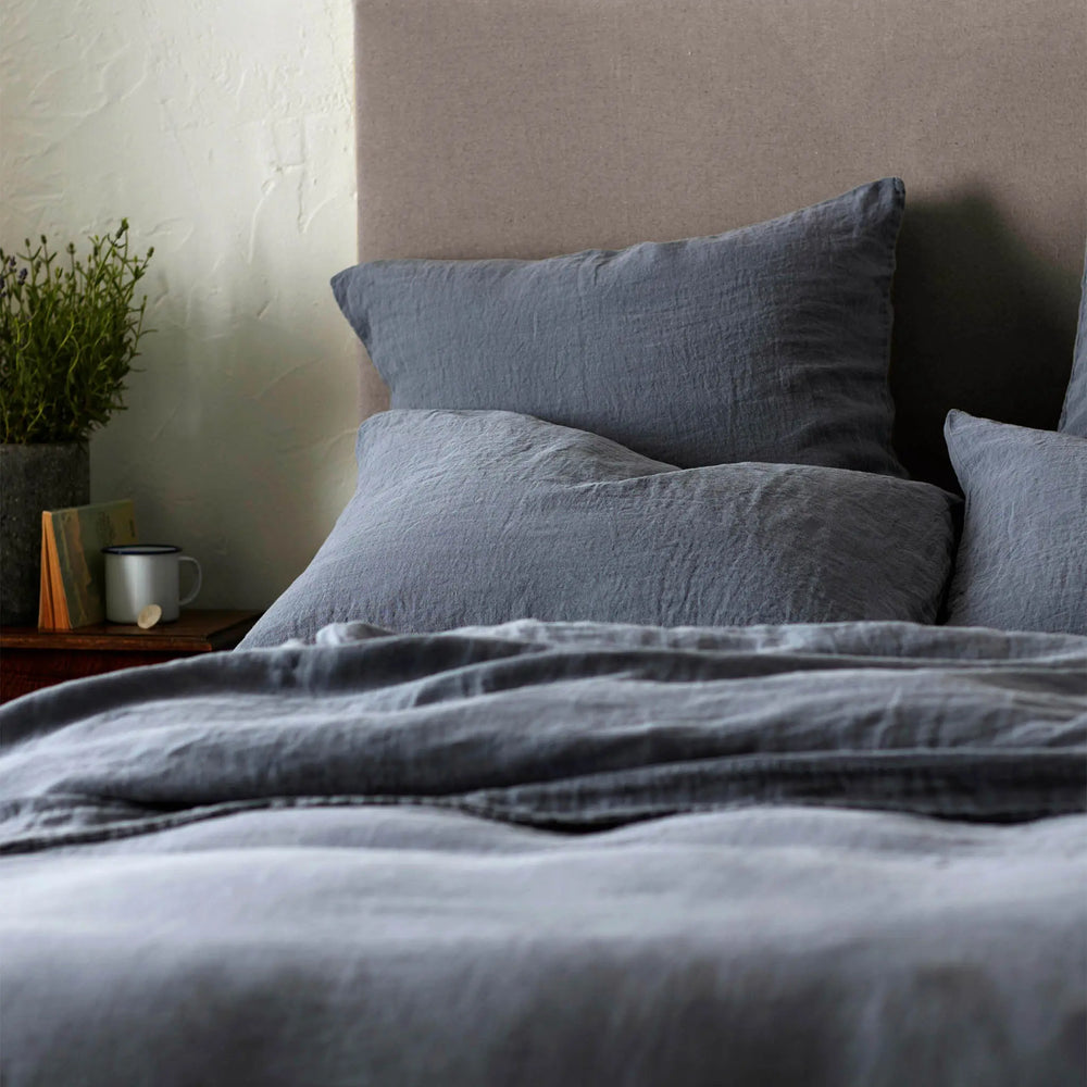 French Blue 100% Linen Flat Sheet The Secret Linen Store