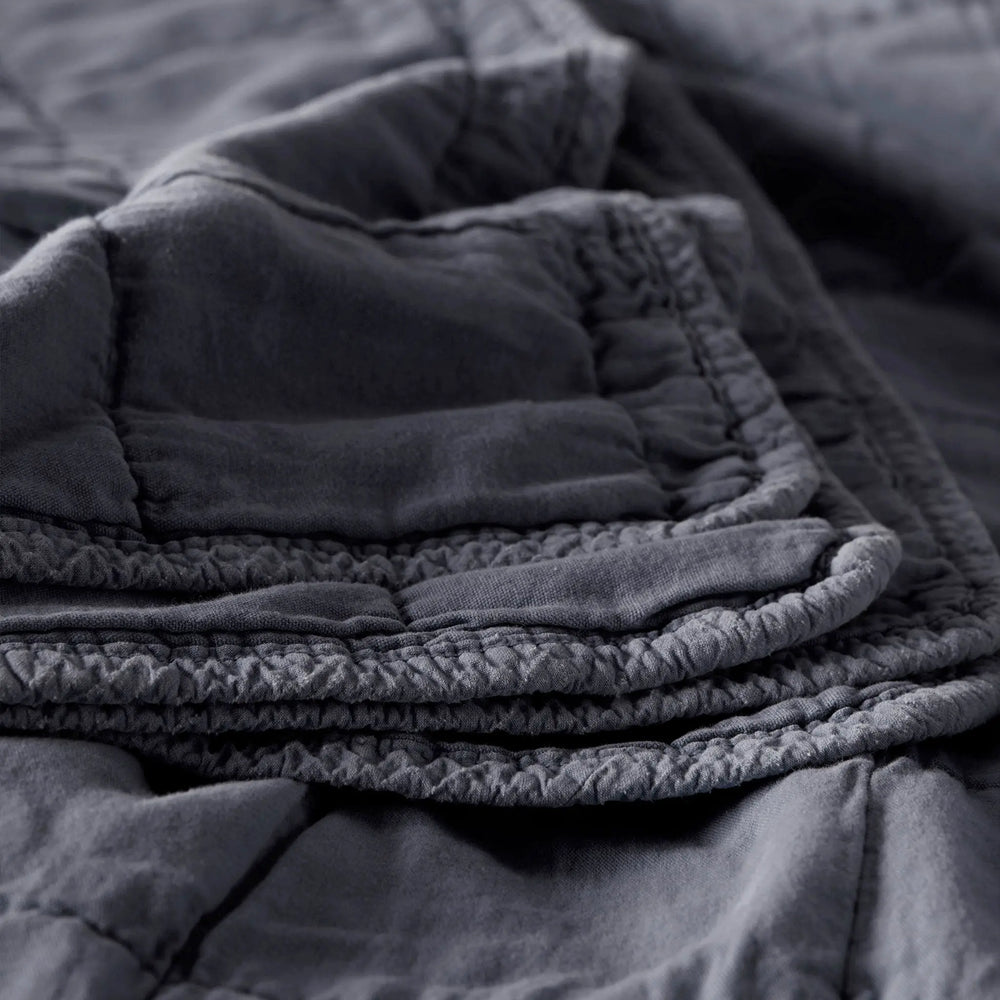 French Blue Finn 100% Cotton Quilted Throw The Secret Linen Store