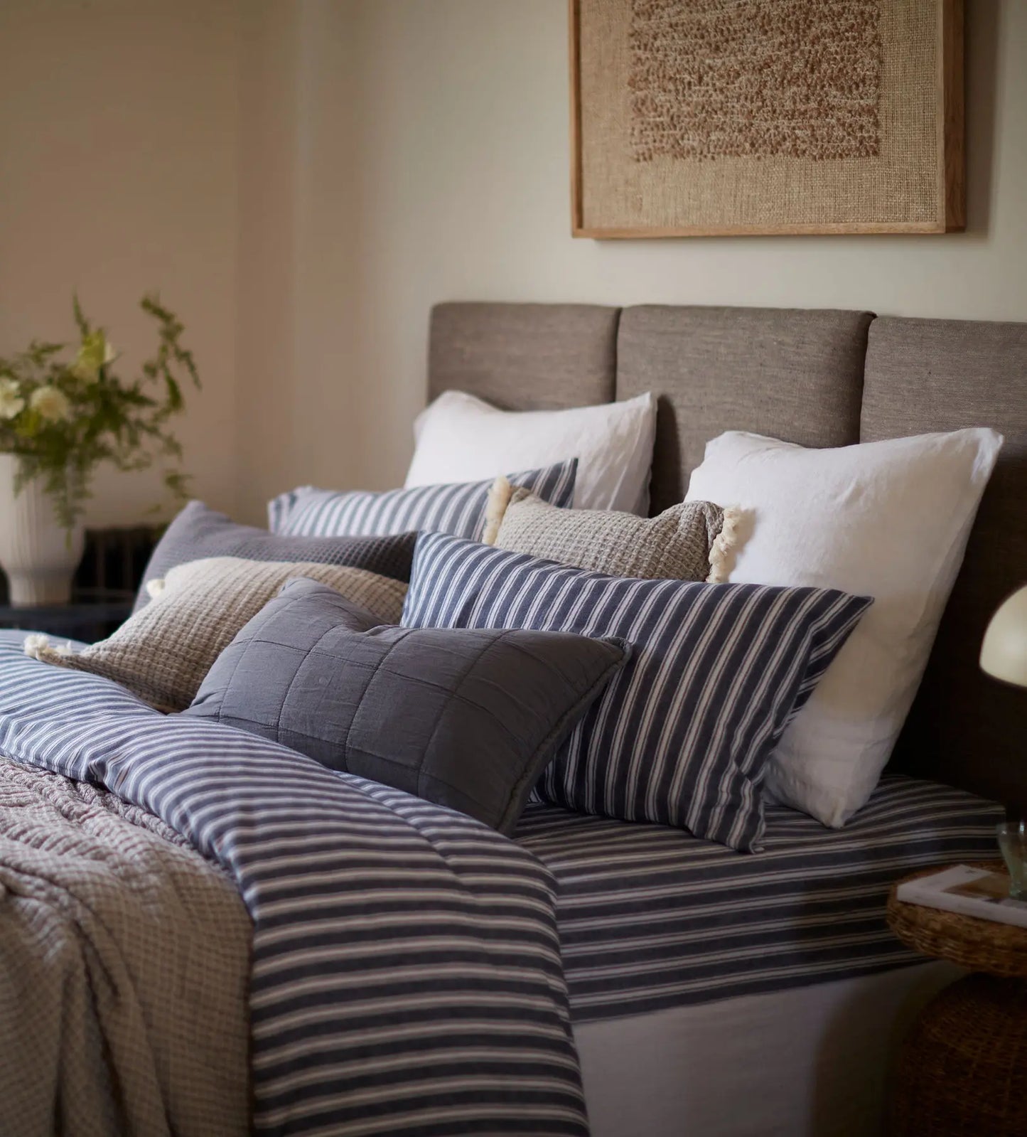 French Blue Fred Stripe Brushed 100% Organic Cotton Duvet Cover The Secret Linen Store