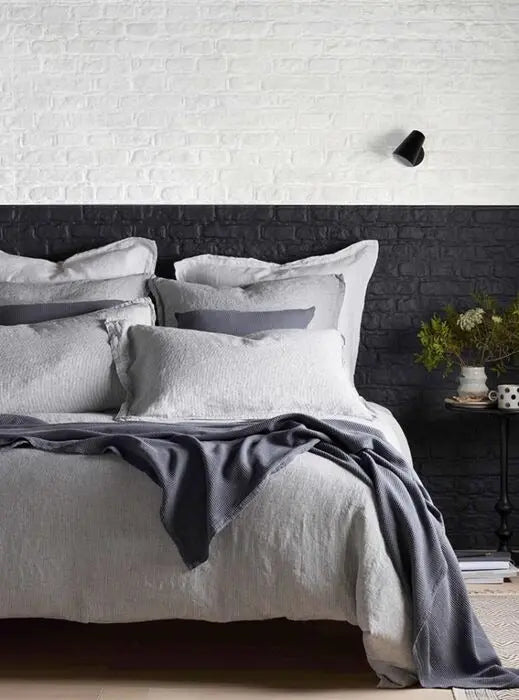 French Blue Sid Stripe 100% Linen Bed Linen The Secret Linen Store