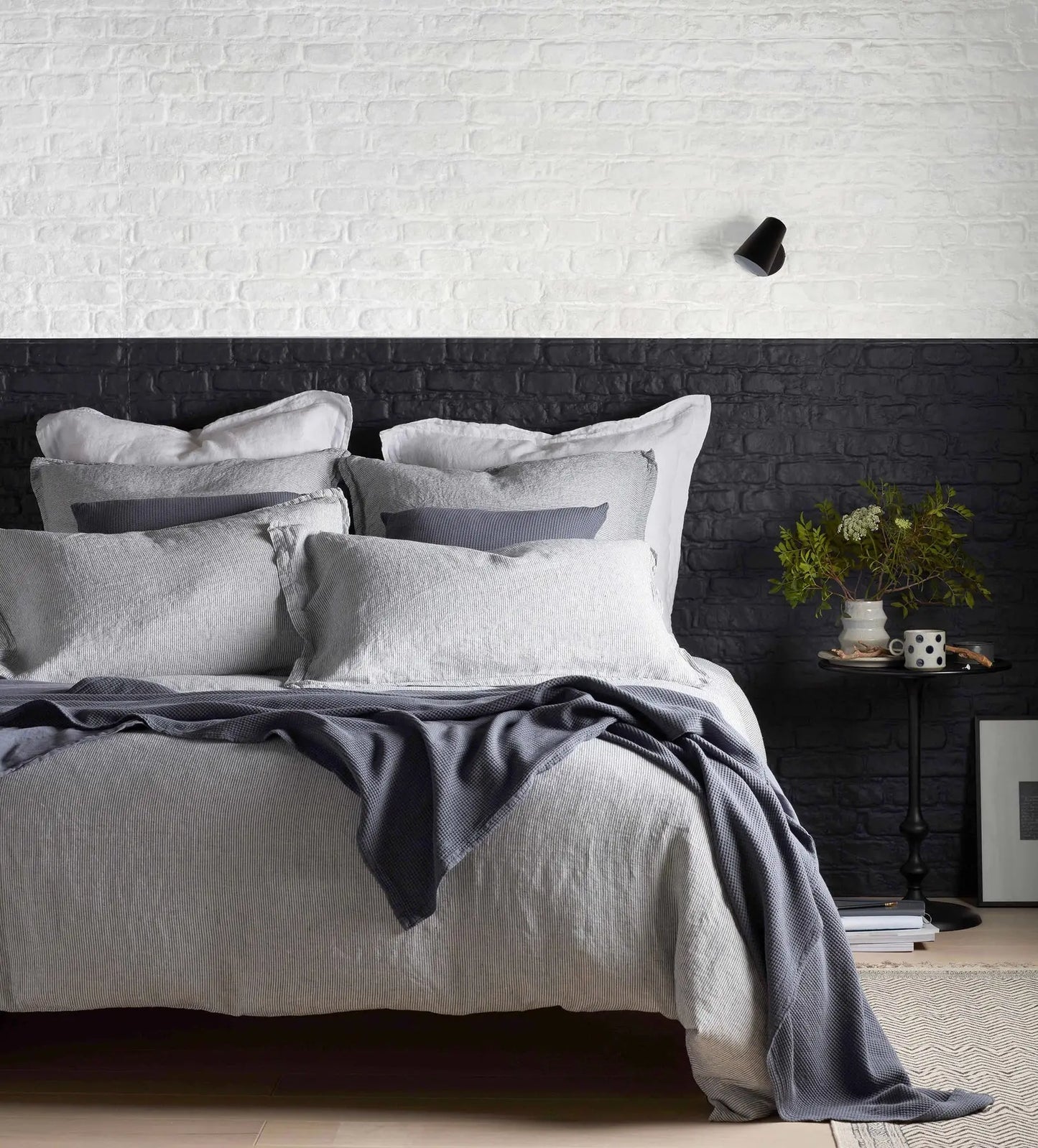French Blue Sid Stripe 100% Linen Duvet Cover The Secret Linen Store