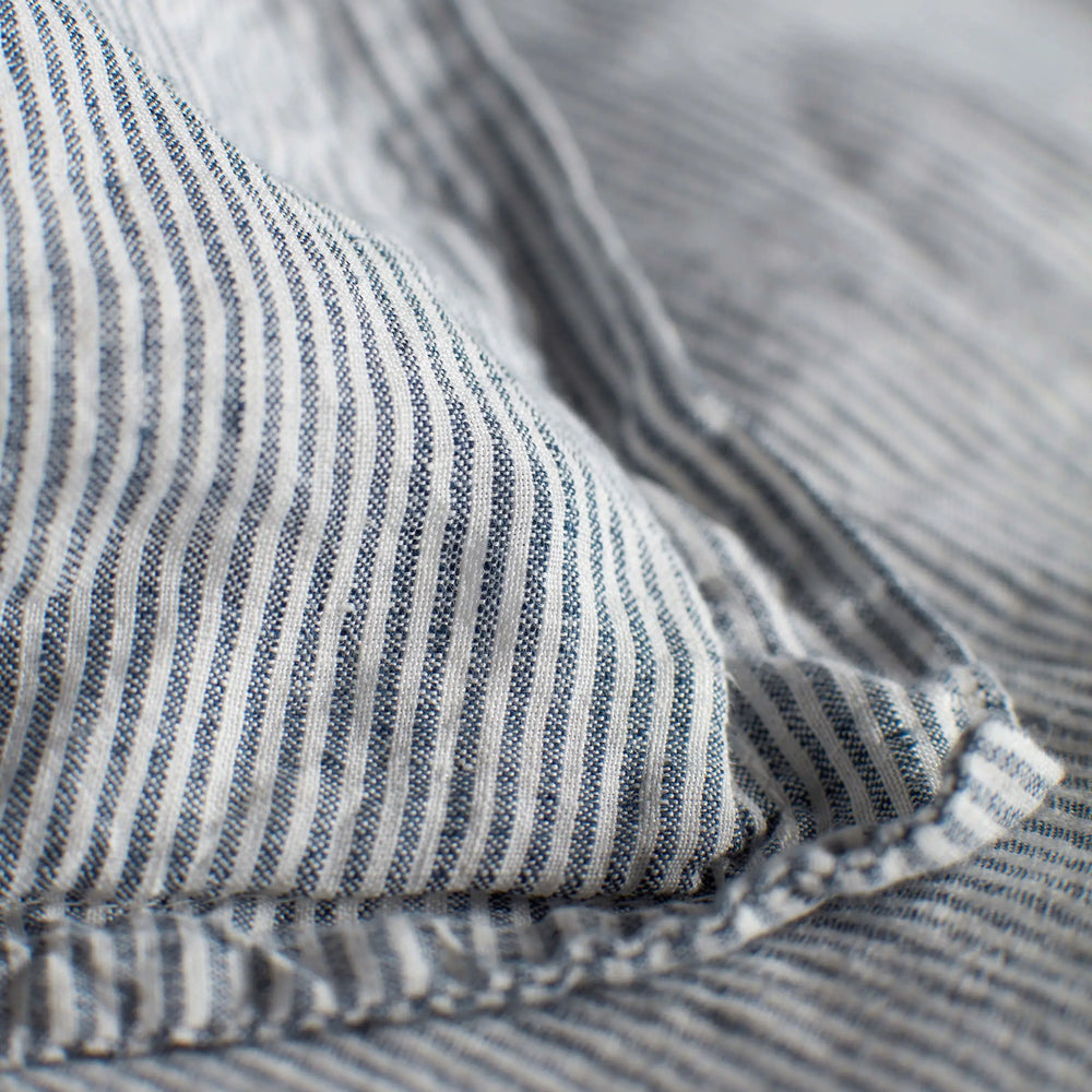 French Blue Sid Stripe 100% Linen Oxford Pillowcase The Secret Linen Store