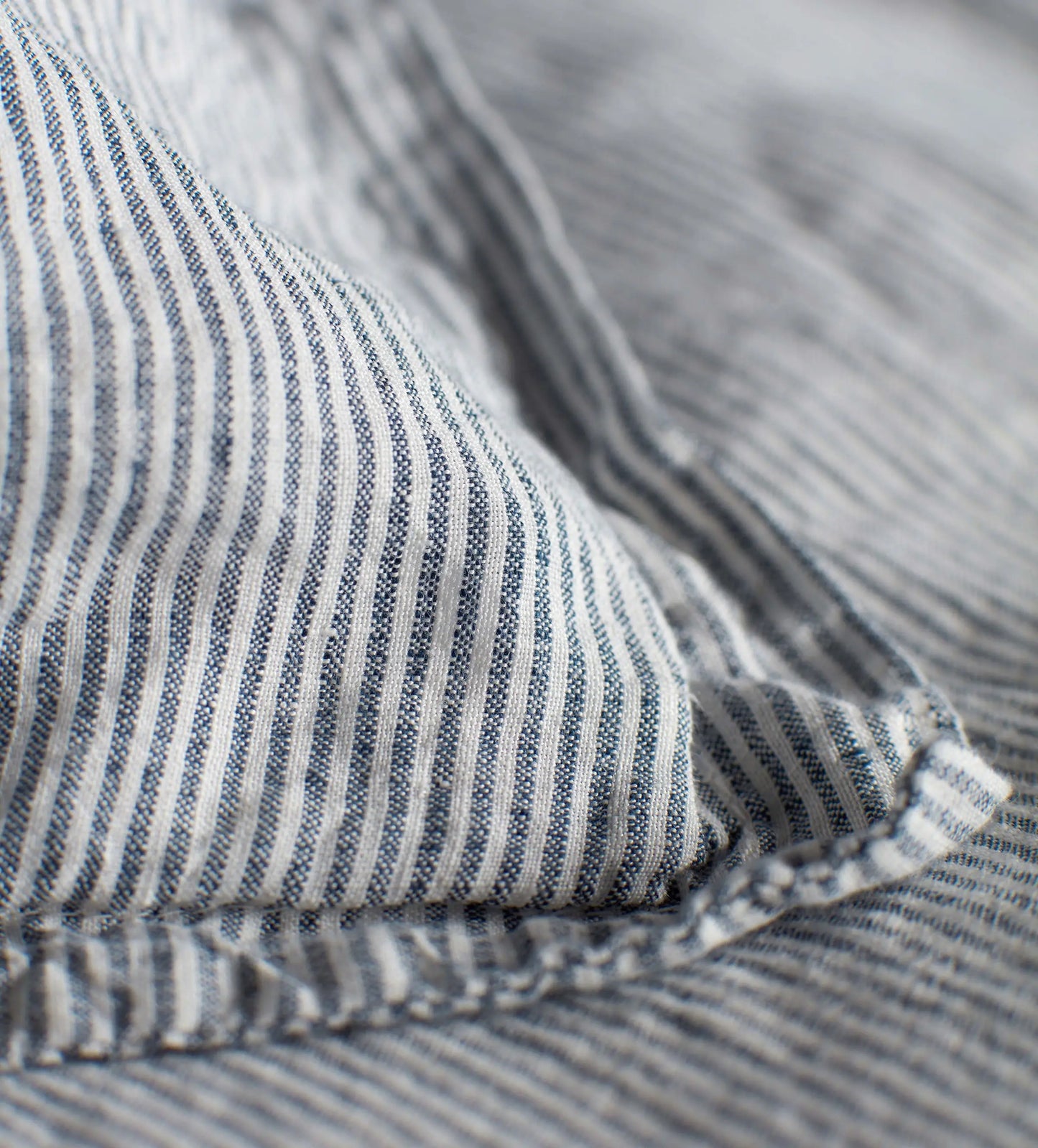 French Blue Sid Stripe 100% Linen Oxford Pillowcase The Secret Linen Store