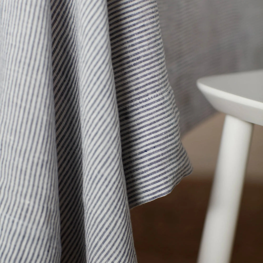 French Blue Sid Stripe 100% Linen Tablecloth The Secret Linen Store